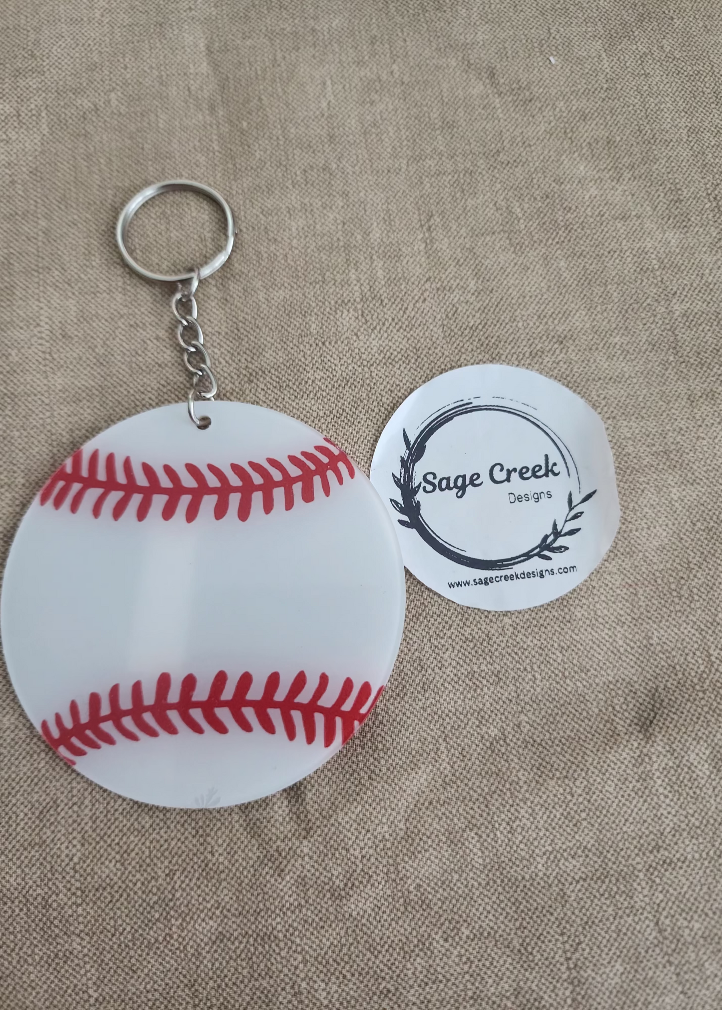 Baseball keyring/bagtag