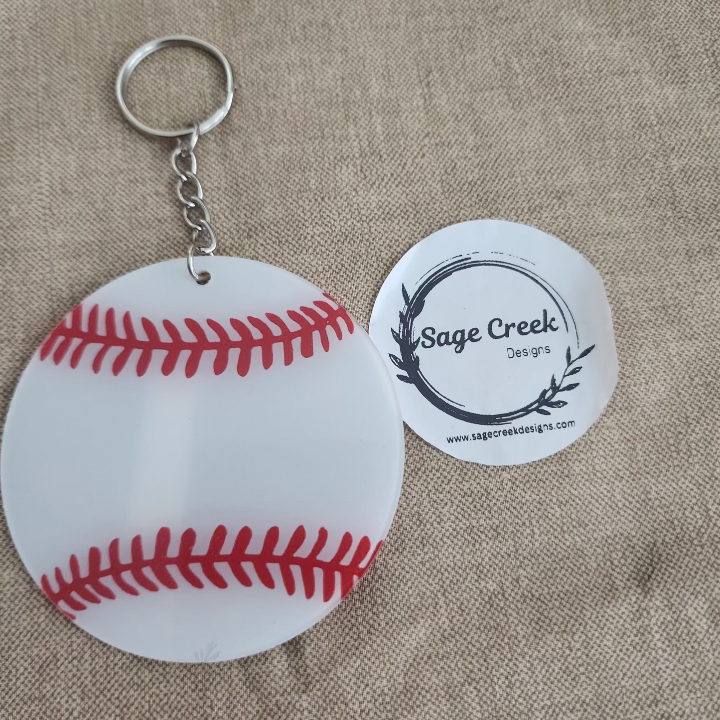 Baseball keyring/bagtag