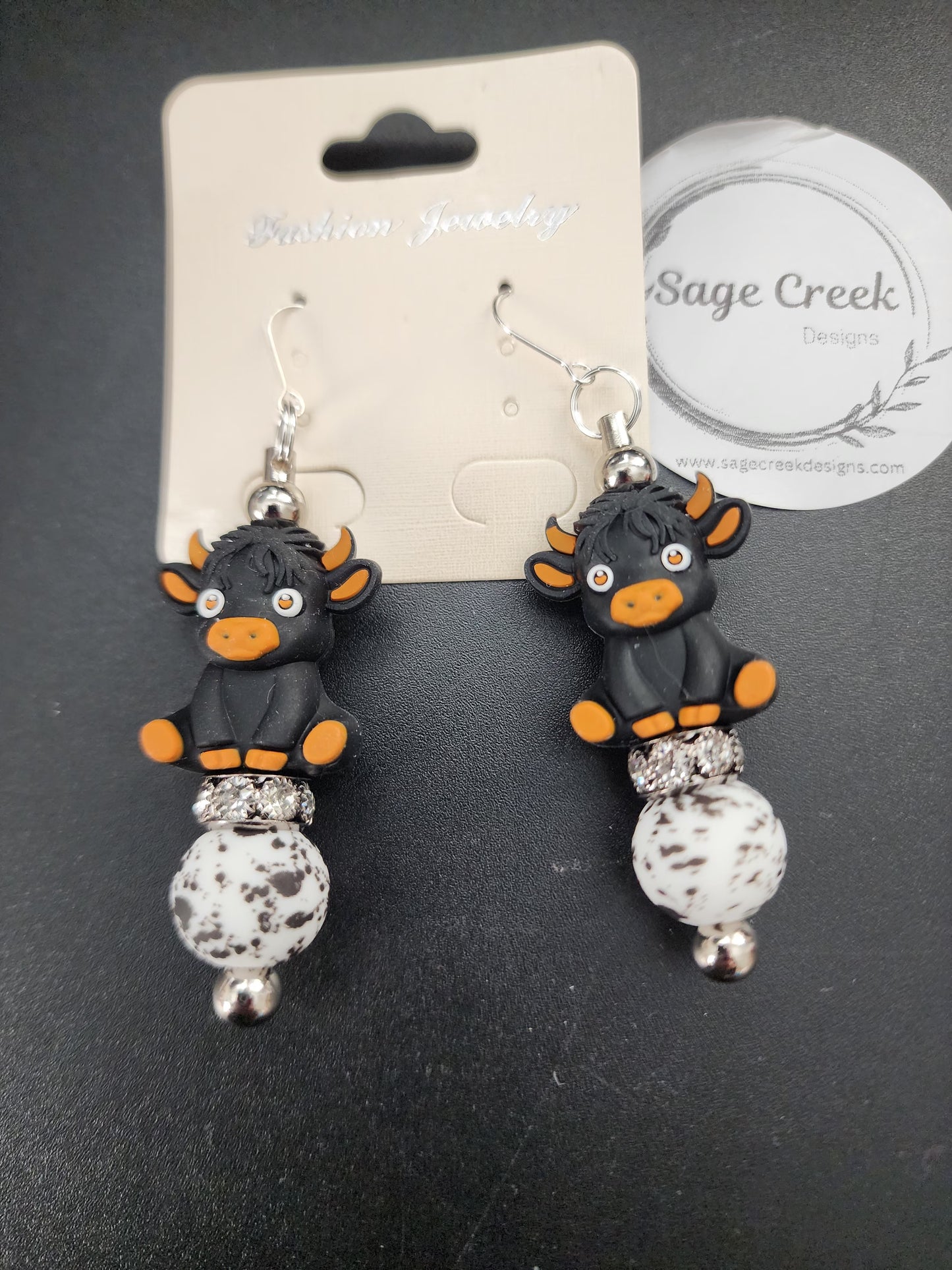 3D Hyland Cow Earrings