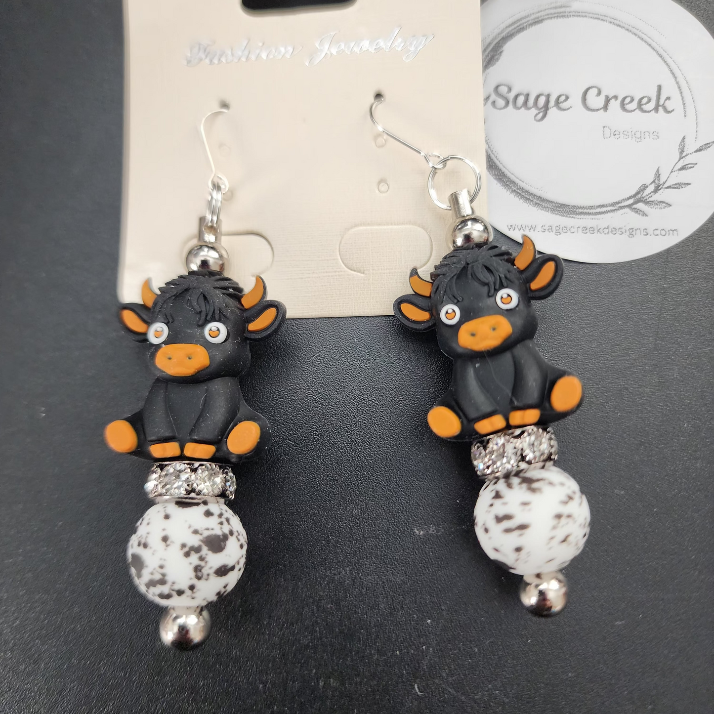 3D Hyland Cow Earrings