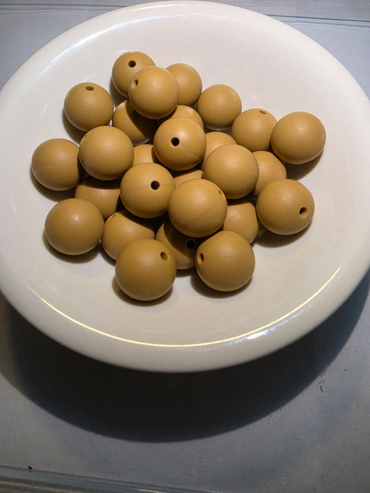 15MM Solid Color Silicone Bead - Caramel