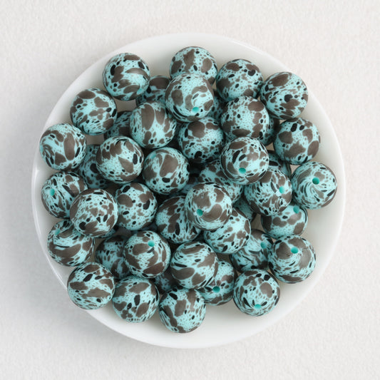 Robin Blue Quail Print Bead