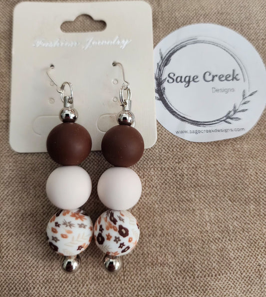 Brown Floral Earrings