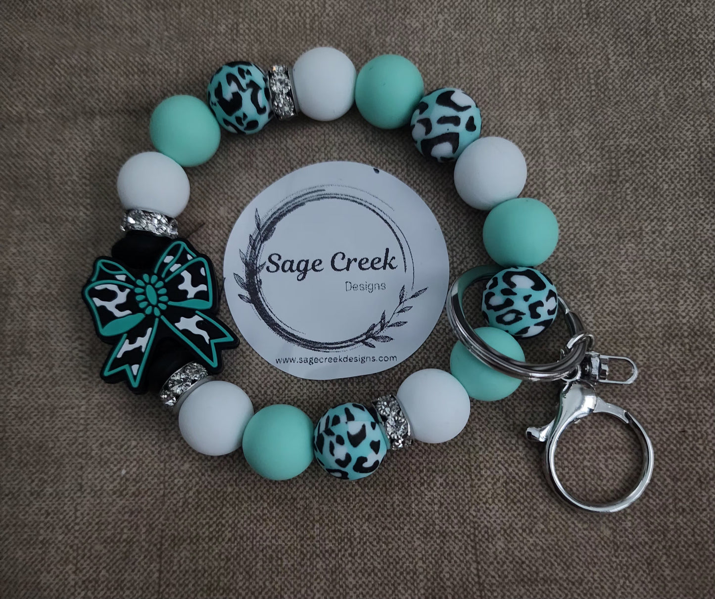 Black/Teal Bow wristlet